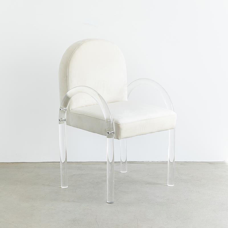 Velvet Matte Finish Dining Chair Designer Style Home Solid Back Arm Chair