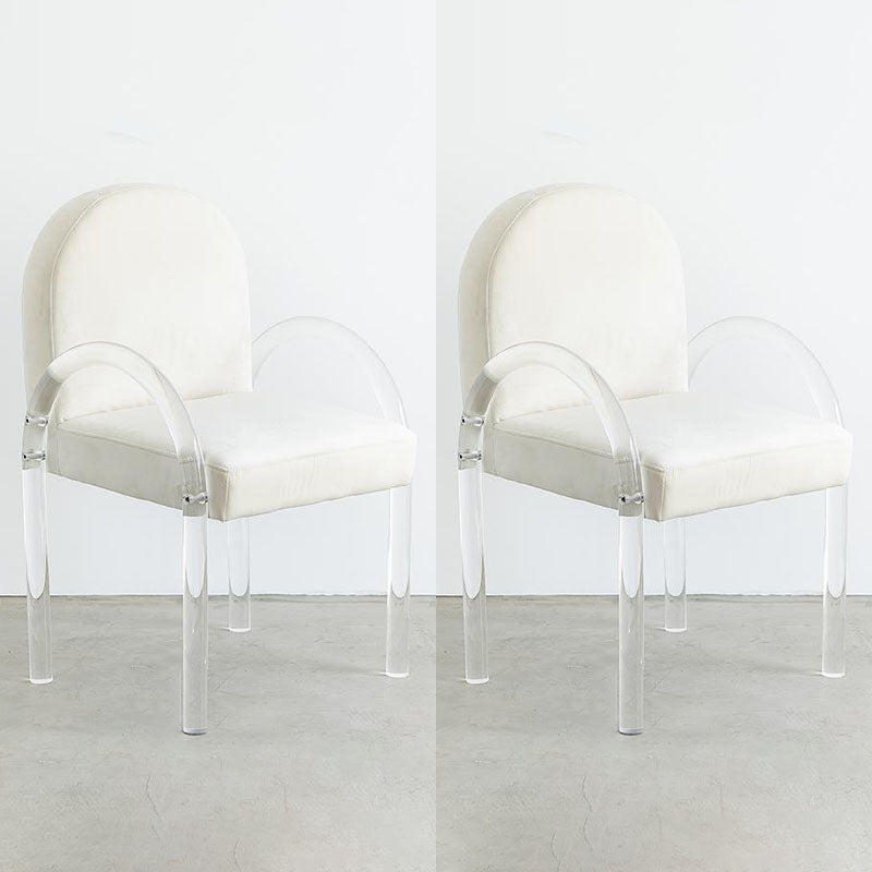 Velvet Matte Finish Dining Chair Designer Style Home Solid Back Arm Chair