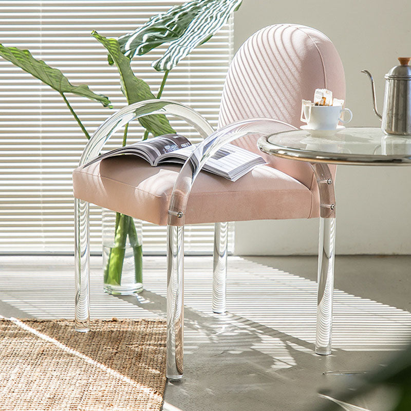 Velvet Matte Finish Dining Chair Designer Style Home Solid Back Arm Chair