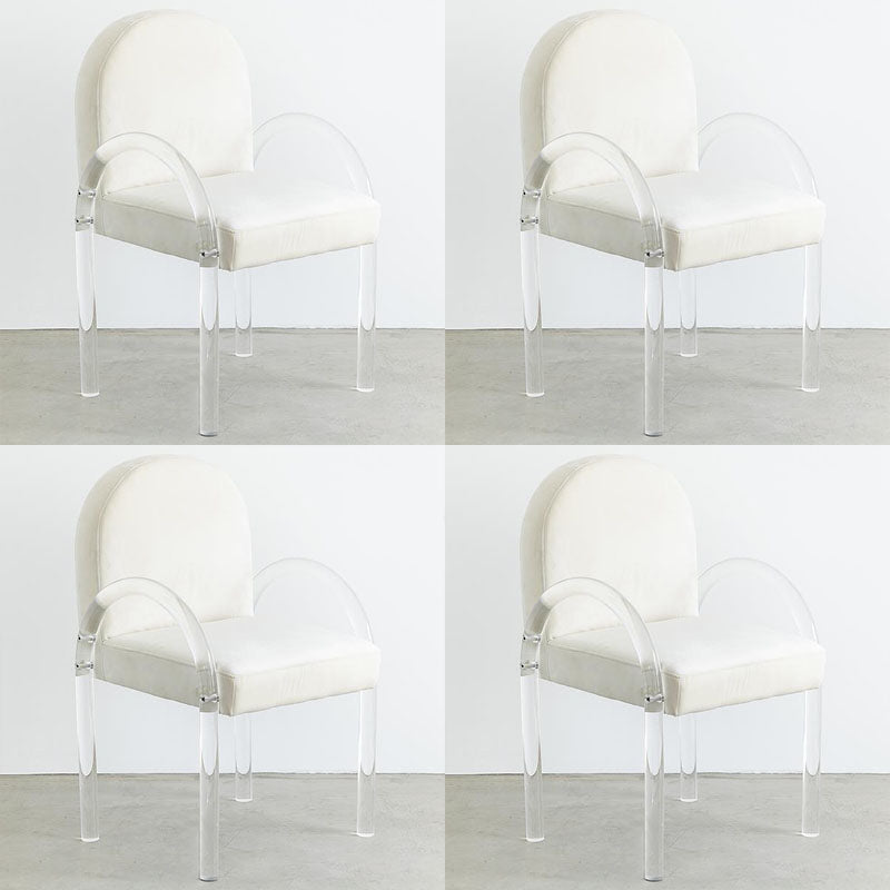 Velvet Matte Finish Dining Chair Designer Style Home Solid Back Arm Chair