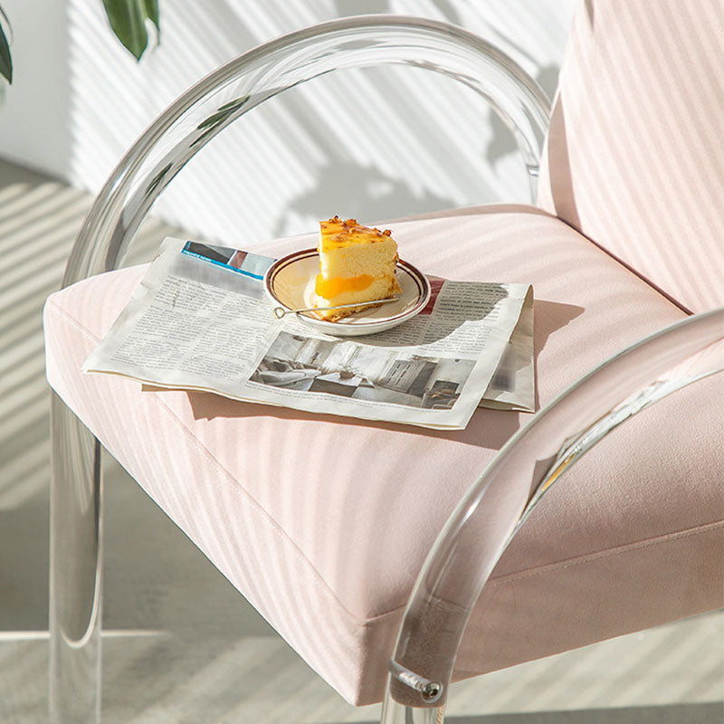 Velvet Matte Finish Dining Chair Designer Style Home Solid Back Arm Chair