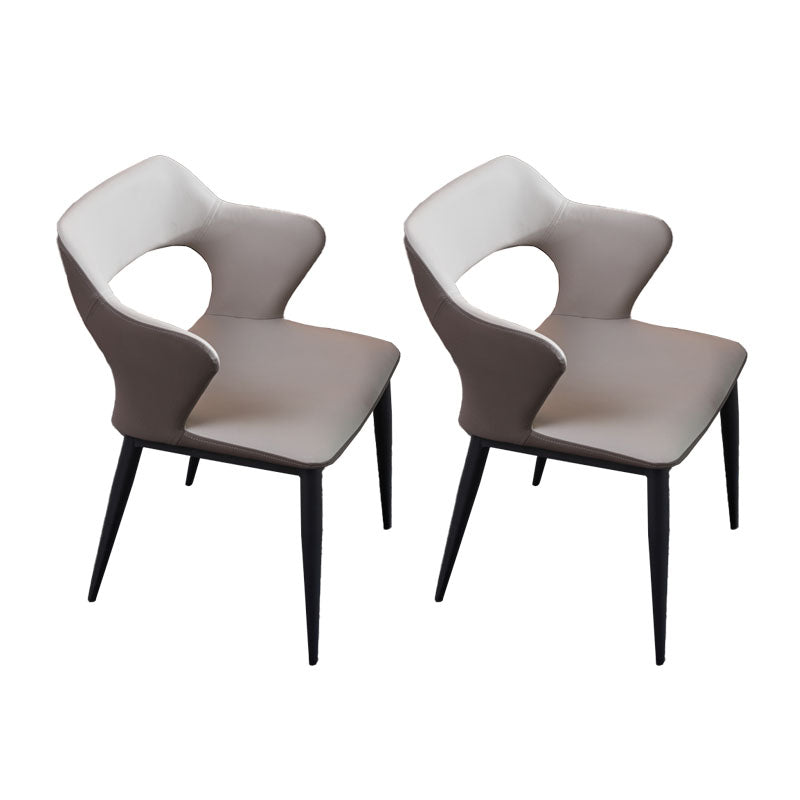 Industrial Faux Leather Side Chair Arm Open Back Side Chairs