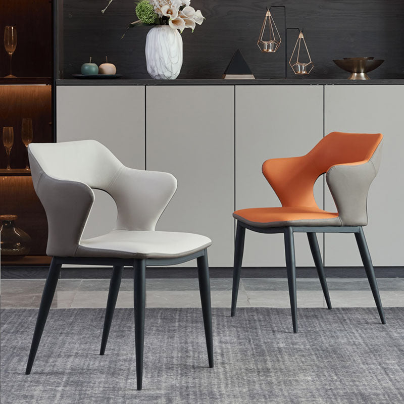 Industrial Faux Leather Side Chair Arm Open Back Side Chairs