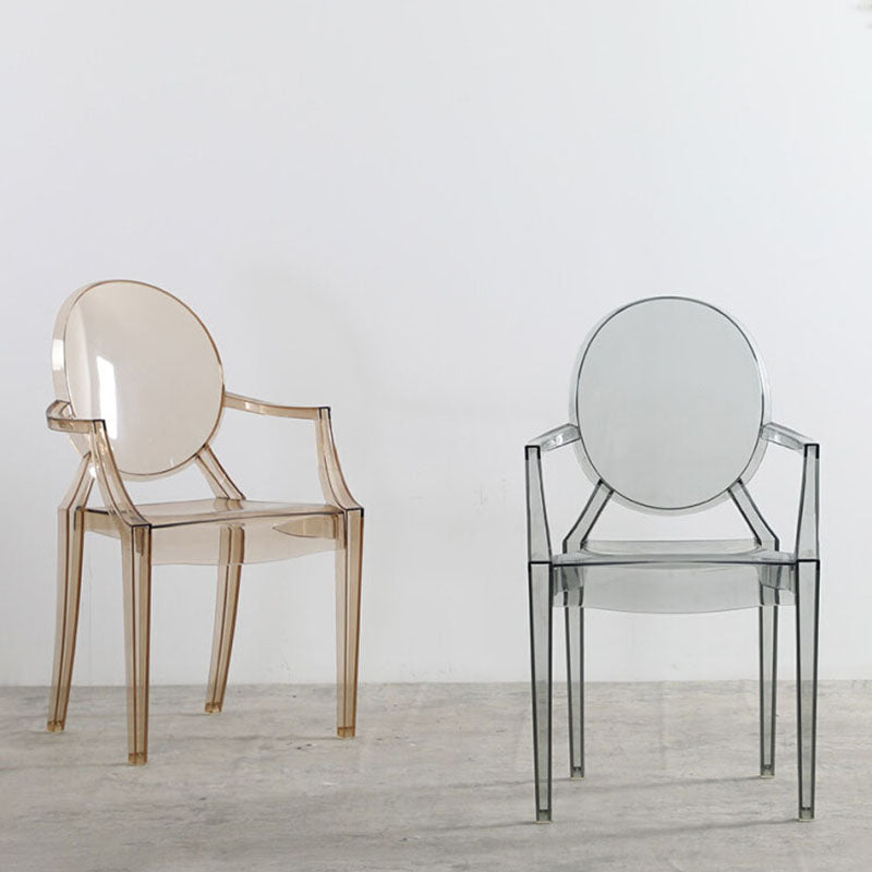 Plastic Dining Chair Scandinavian Arm Open Back Side Chairs for Home
