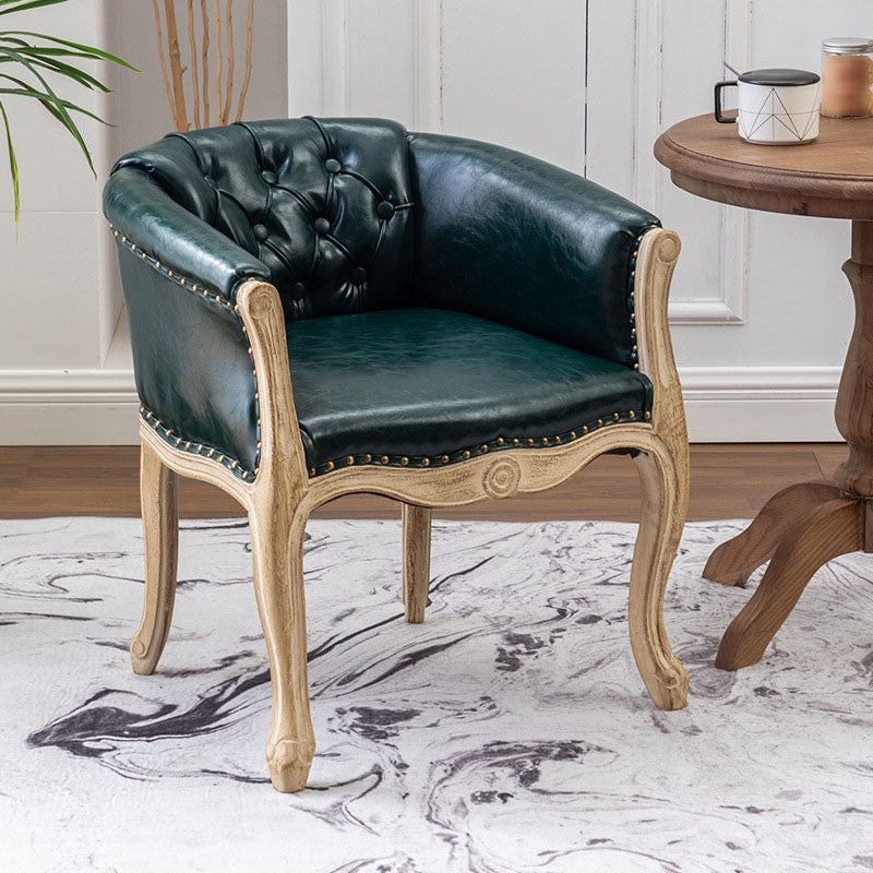 Solid Back Dining Chair Farmhouse Coffee Shop Upholstered Arm Chair