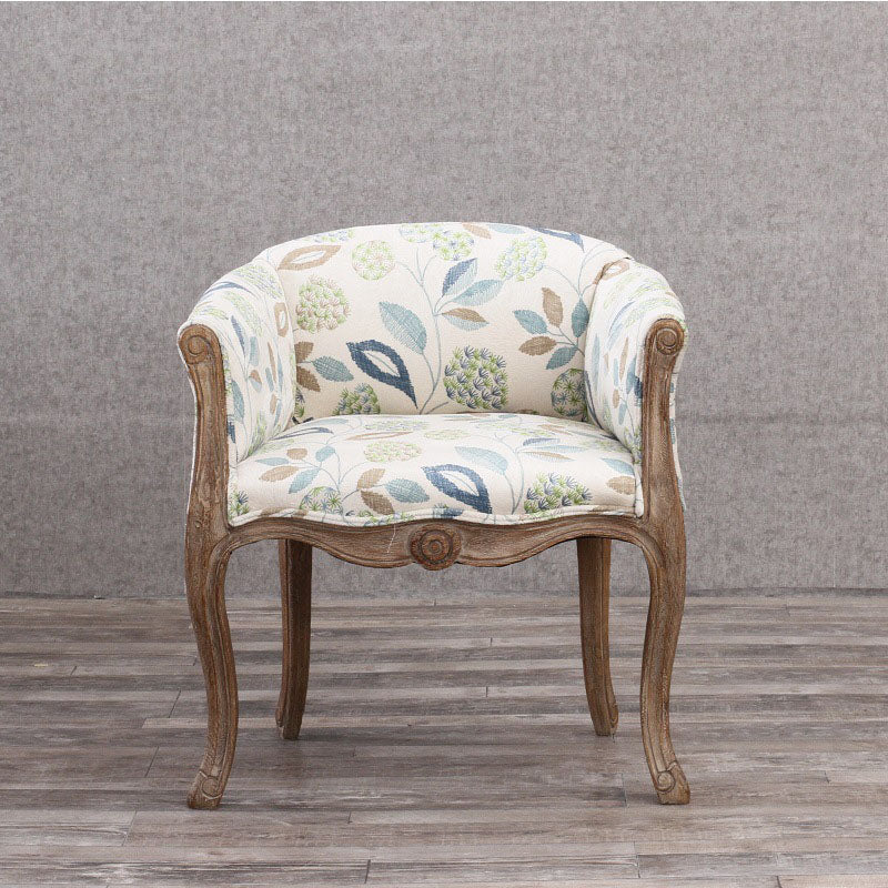 Farmhouse Balcony Upholstered Arm Chair Matte Finish Solid Back Dining Chair