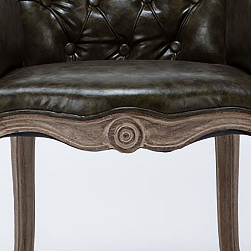 Farmhouse Balcony Upholstered Arm Chair Matte Finish Solid Back Dining Chair