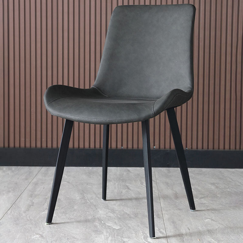Industrial Solid Back Side Chairs PU Leather Dining Chairs for Home