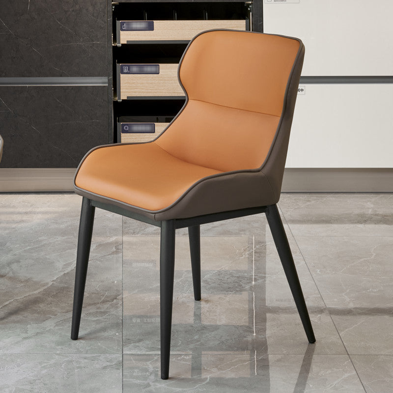 Arm Wingback Side Chair Industrial Style Faux Leather Dining Chairs