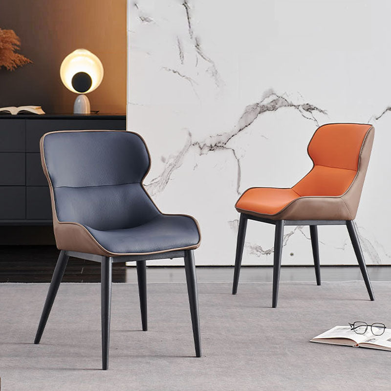 Arm Wingback Side Chair Industrial Style Faux Leather Dining Chairs