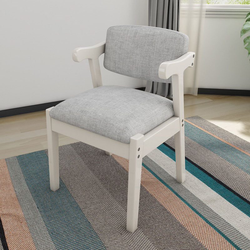 Contemporary Dining Chair Arm Chair with Wooden Legs for Kitchen