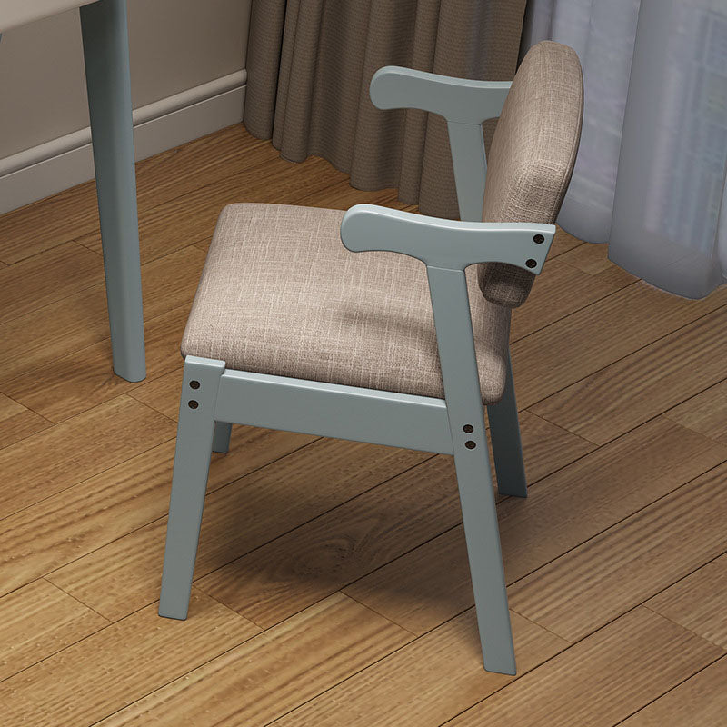 Contemporary Dining Chair Arm Chair with Wooden Legs for Kitchen