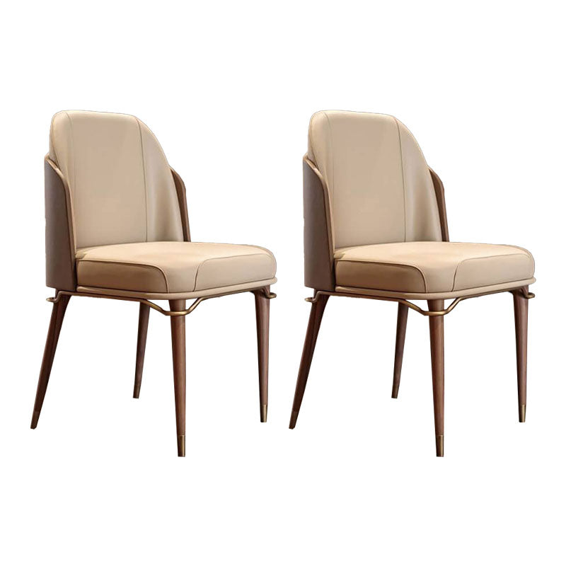 Scandinavian Style Leather Dining Chair for Home Armless Solid Back Chair