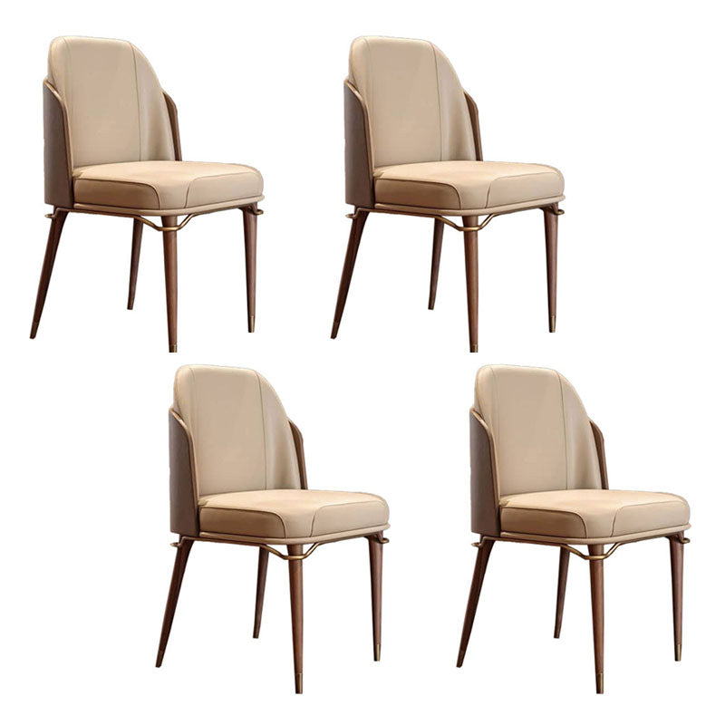 Scandinavian Style Leather Dining Chair for Home Armless Solid Back Chair