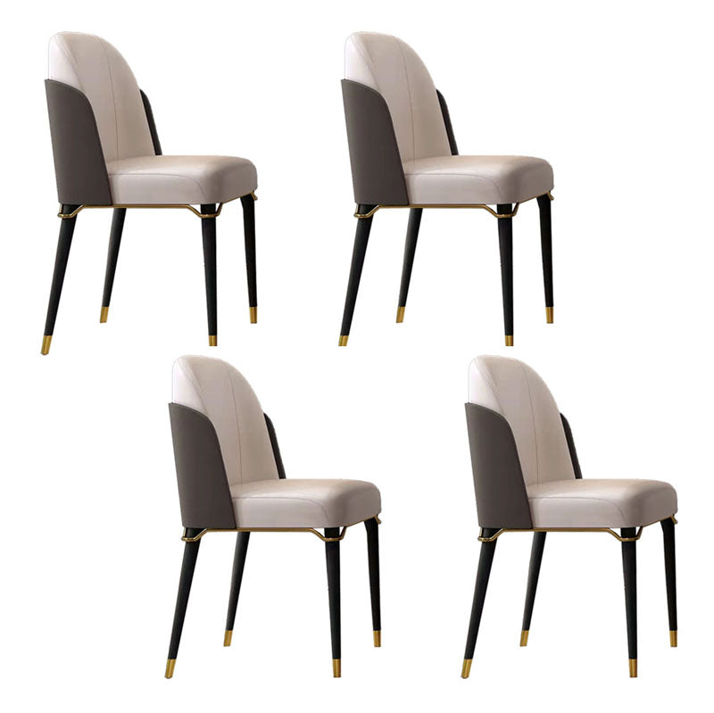 Scandinavian Style Leather Dining Chair for Home Armless Solid Back Chair