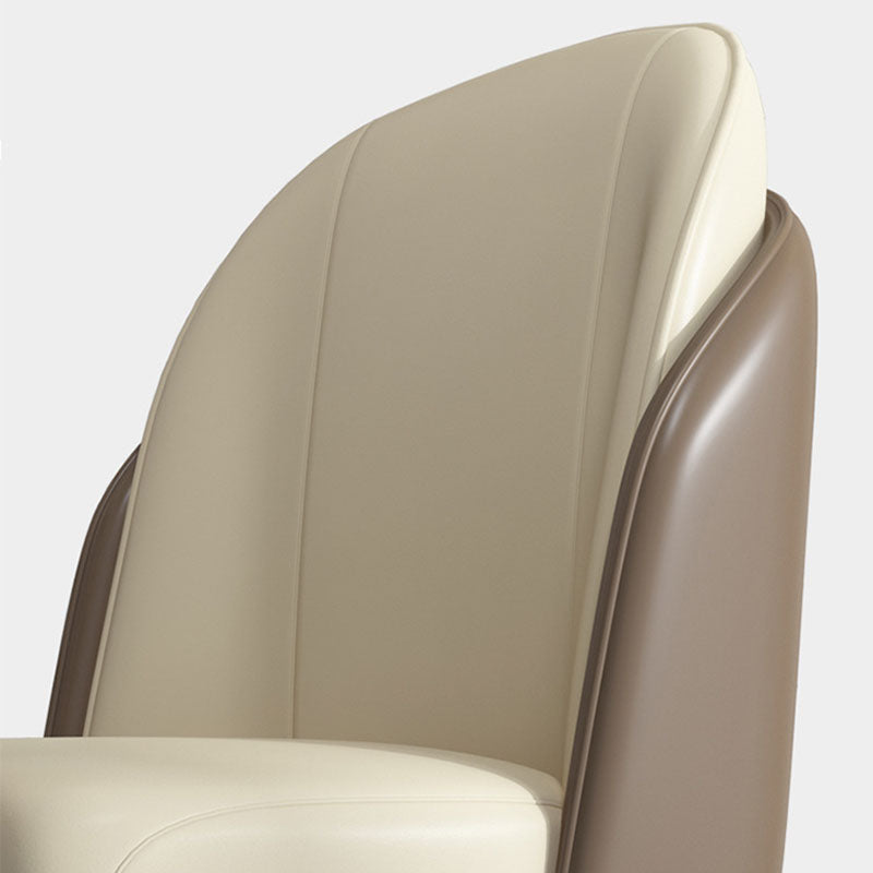 Scandinavian Style Leather Dining Chair for Home Armless Solid Back Chair