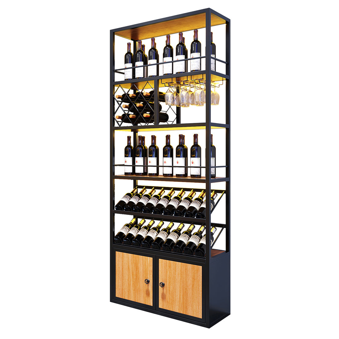 Modern Floor Wine Bottle & Glass Rack Metal Stackable Wine Rack