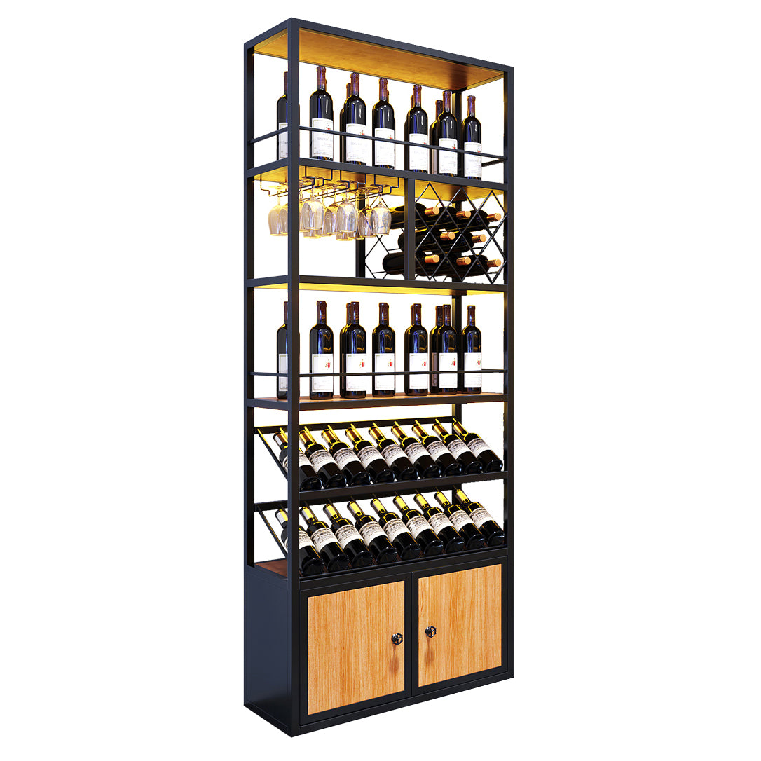 Modern Floor Wine Bottle & Glass Rack Metal Stackable Wine Rack