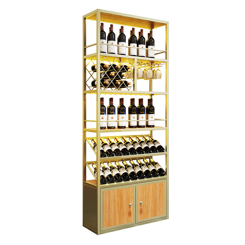 Modern Floor Wine Bottle & Glass Rack Metal Stackable Wine Rack