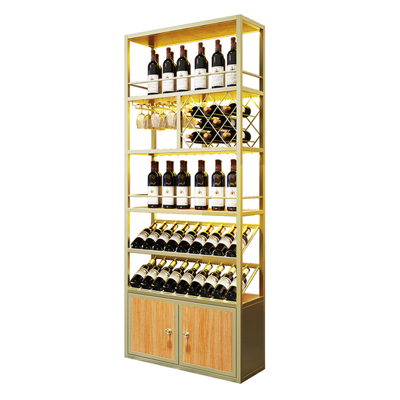 Modern Floor Wine Bottle & Glass Rack Metal Stackable Wine Rack