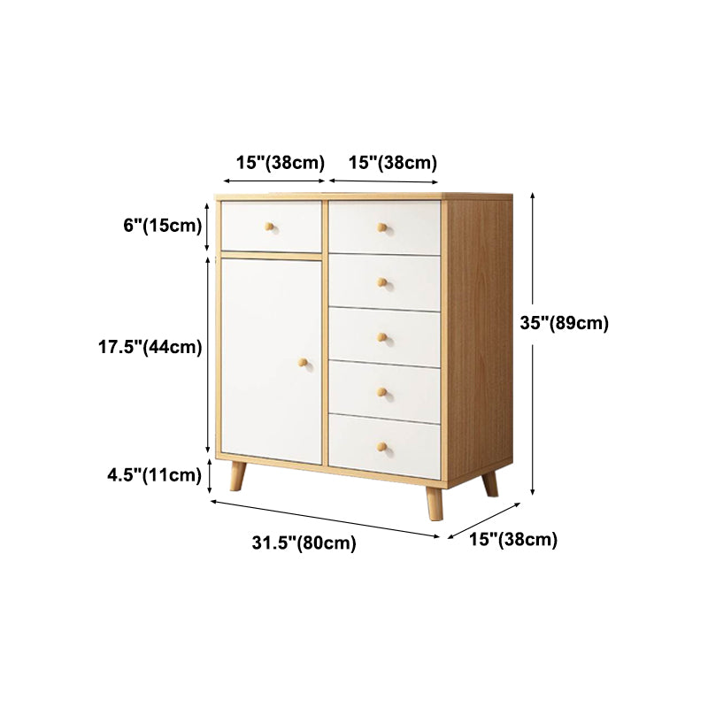 Modern Engineered Wood Sideboard Simple Beige Buffet Table with Drawer for Dining Room