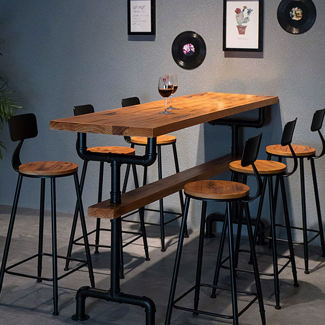 Industrial 1/2/3 Pieces Solid Wood Bar Table Set Round Counter Set