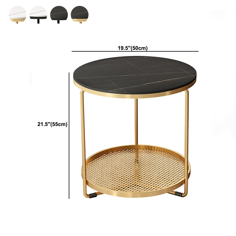 Modern Slate Corner Table Round 3 Legs Side End Table with Storage