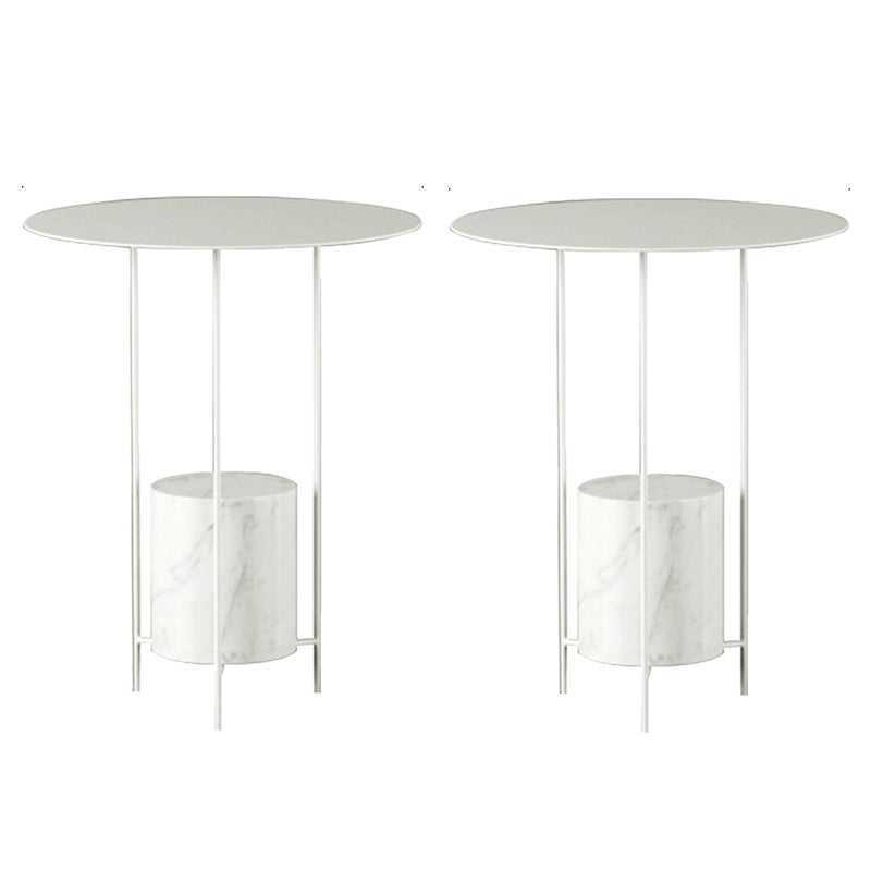 Triple Pin Round Side Table Mid-Century Metal Side End Table