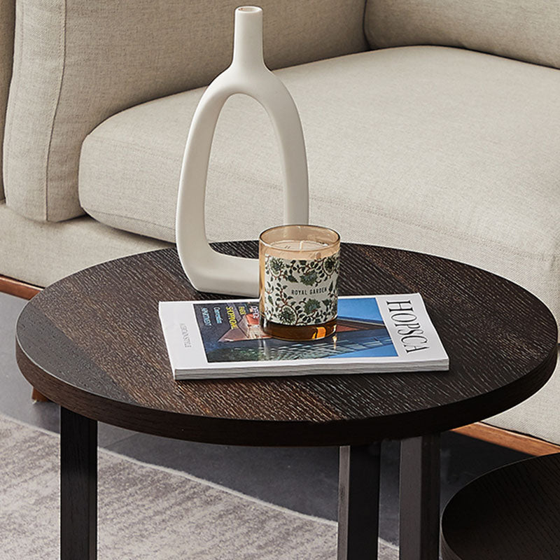 Round Wood Side Table Nordic Style Side Table for Living Room