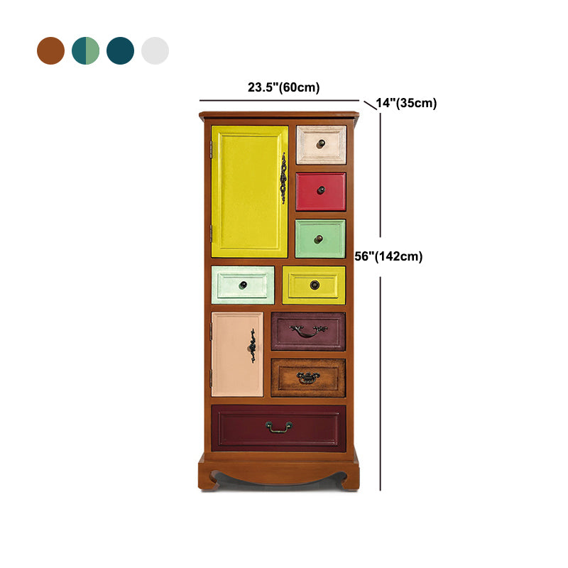 3.3"/55.9" Tall Wooden Chest, Rectangle Accent Cabinet with Drawers