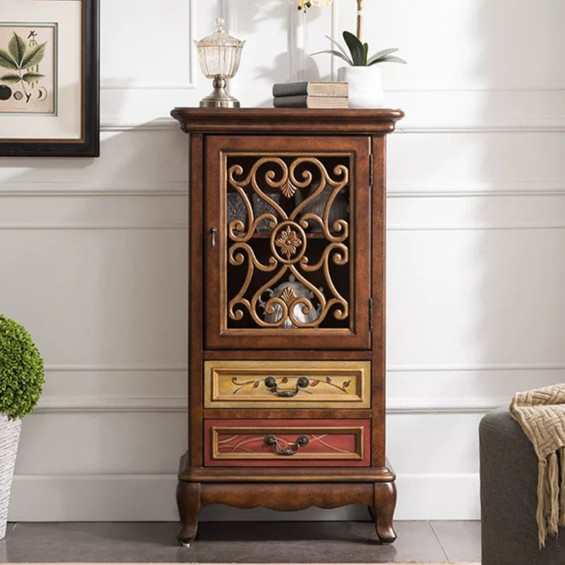 47.24"/61.02" Tall 1- Door Wooden Cabinet, Rectangle Accent Cabinet with Drawers