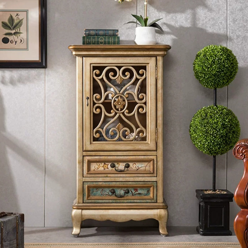 47.24"/61.02" Tall 1- Door Wooden Cabinet, Rectangle Accent Cabinet with Drawers
