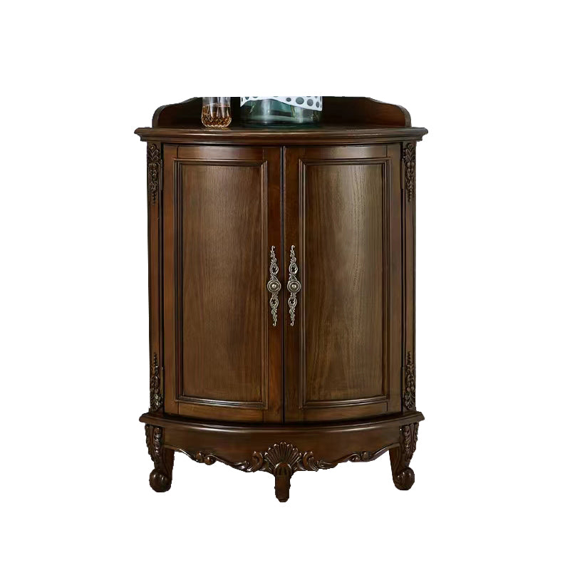 38.58"/47.24" Tall Brown Corner Cabinet , Wooden Storage Cabinet