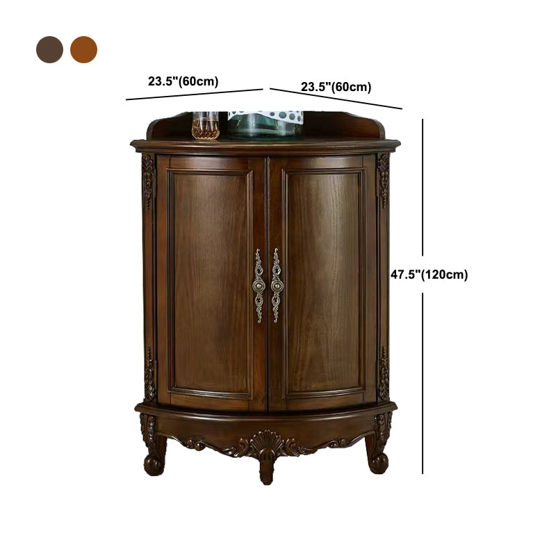 38.58"/47.24" Tall Brown Corner Cabinet , Wooden Storage Cabinet