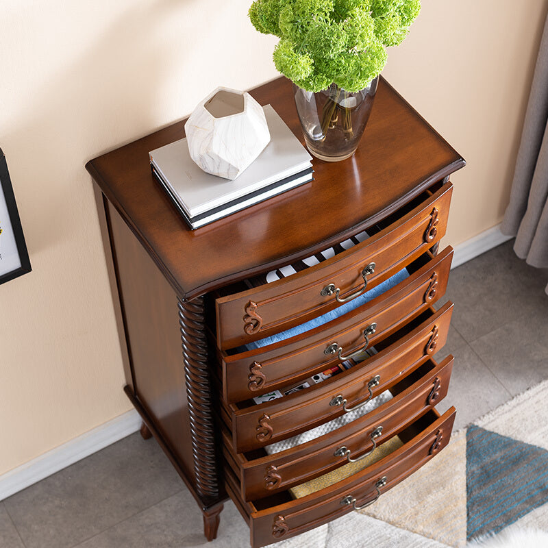 37.4'"Tall Brown Wooden Chest, Rectangle Accent Cabinet with Drawers