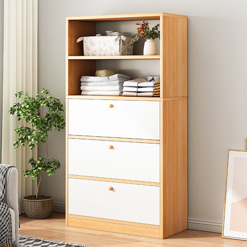 13.77" Wide Modern Wood Accent Chest with Drawers and 1 Shelf