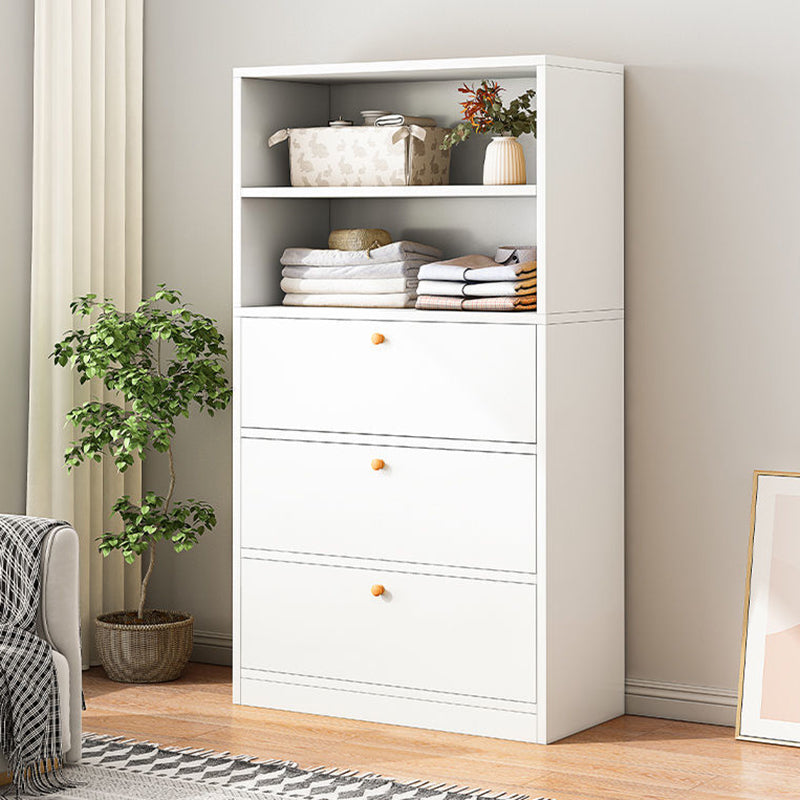 13.77" Wide Modern Wood Accent Chest with Drawers and 1 Shelf