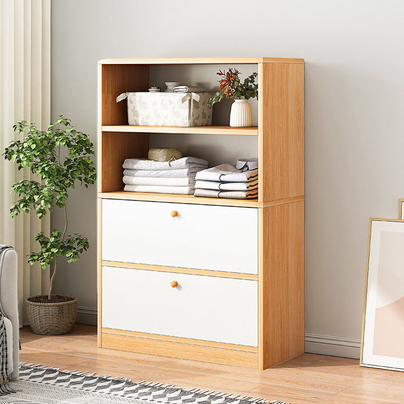 13.77" Wide Modern Wood Accent Chest with Drawers and 1 Shelf