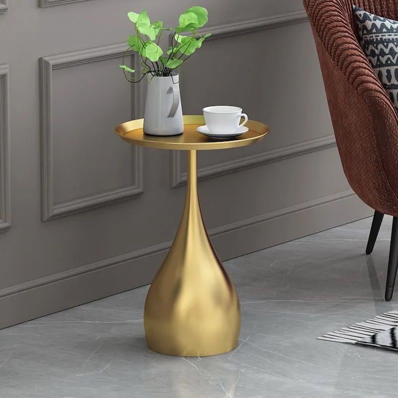 23.6 inch Tall Metal Side Table Minimalist Pedestal End Table