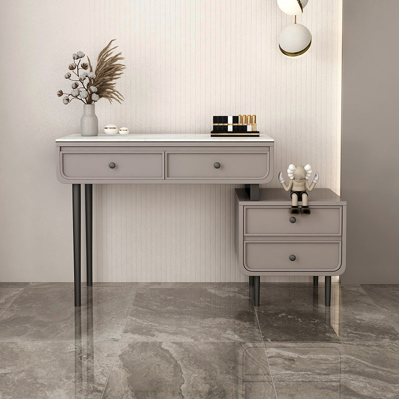 Glam Slate Top Make-up Vanity 4 Drawer Vanity Desk for Bedroom
