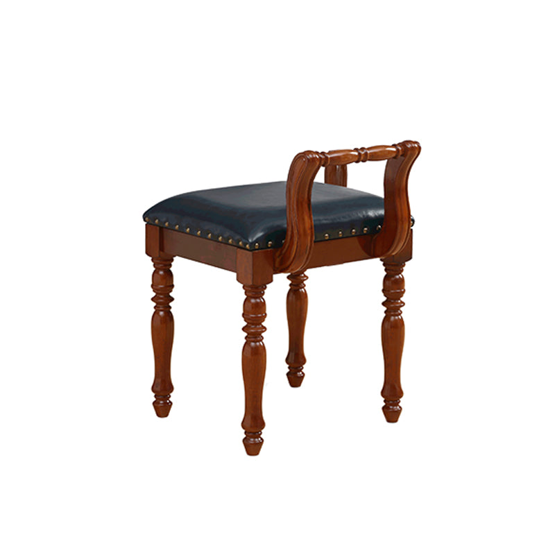 Traditional Solid Wood Vanity Dressing Table With Drawer, Brown Makeup Counter
