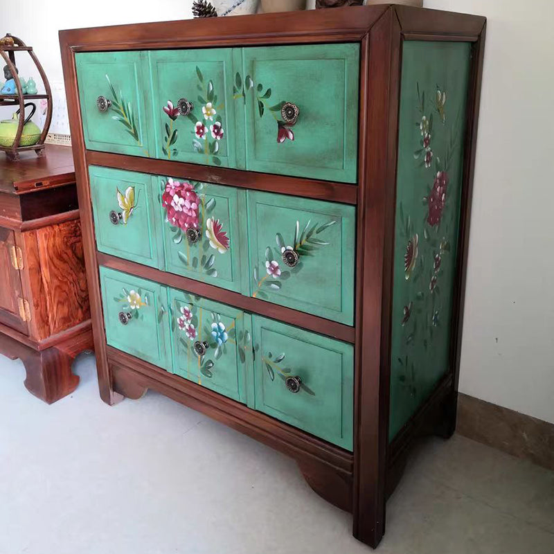 Mid-century Modern Accent Chest with Drawers, Wooden Rectangle Chest
