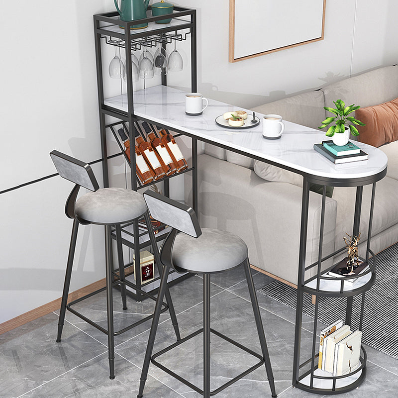 Sintered Stone Top Irregular Shape Pub Table Luxurious Bistro Table with Double Pedestal