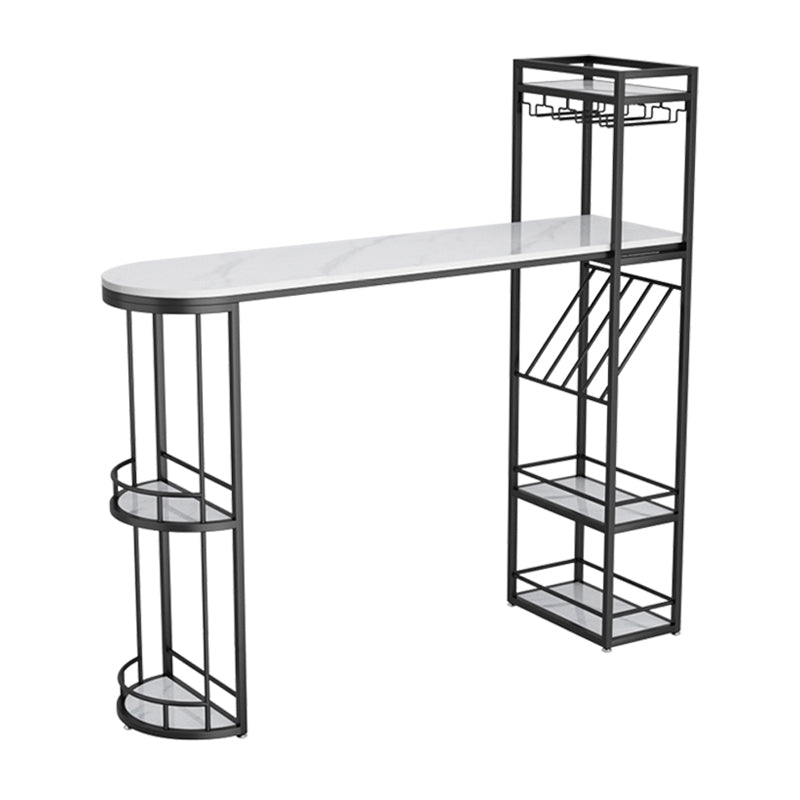 Sintered Stone Top Irregular Shape Pub Table Luxurious Bistro Table with Double Pedestal