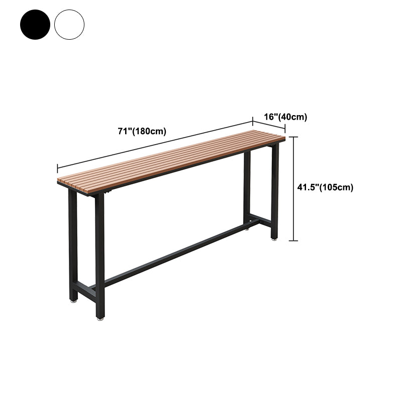 Brown Faux Wood Top Bar Table Contemporary Metal Frame Pub Table