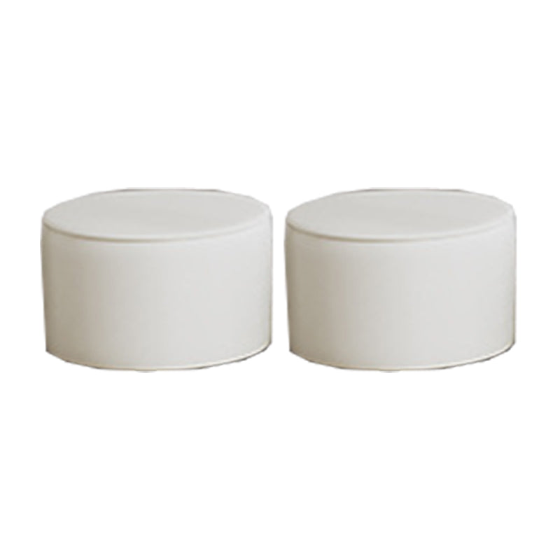 Contemporary Footstool Ottoman PU Leather Upholstered Solid Color Round Ottoman