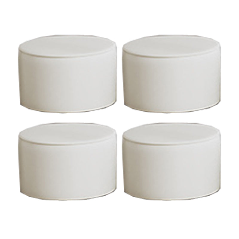 Contemporary Footstool Ottoman PU Leather Upholstered Solid Color Round Ottoman