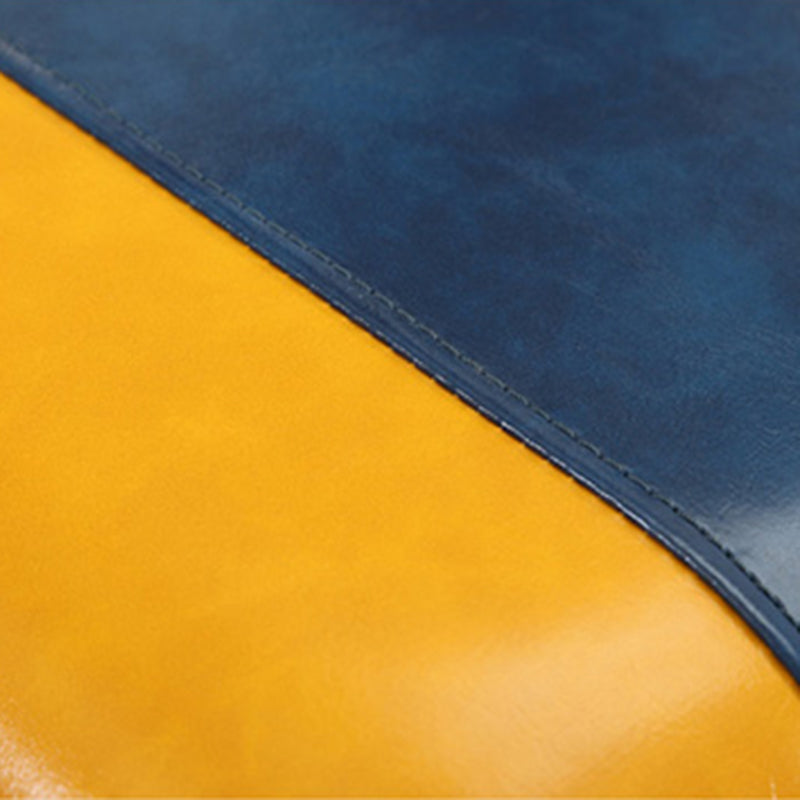 Modern Rectangle Pouf Ottoman Faux Leather Chair Ottoman With Nailhead Trim