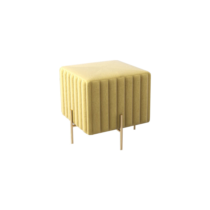 Glam Square Boucle Pouf Plain Velvet Metal Frame Water Resistant Ottoman Footrest