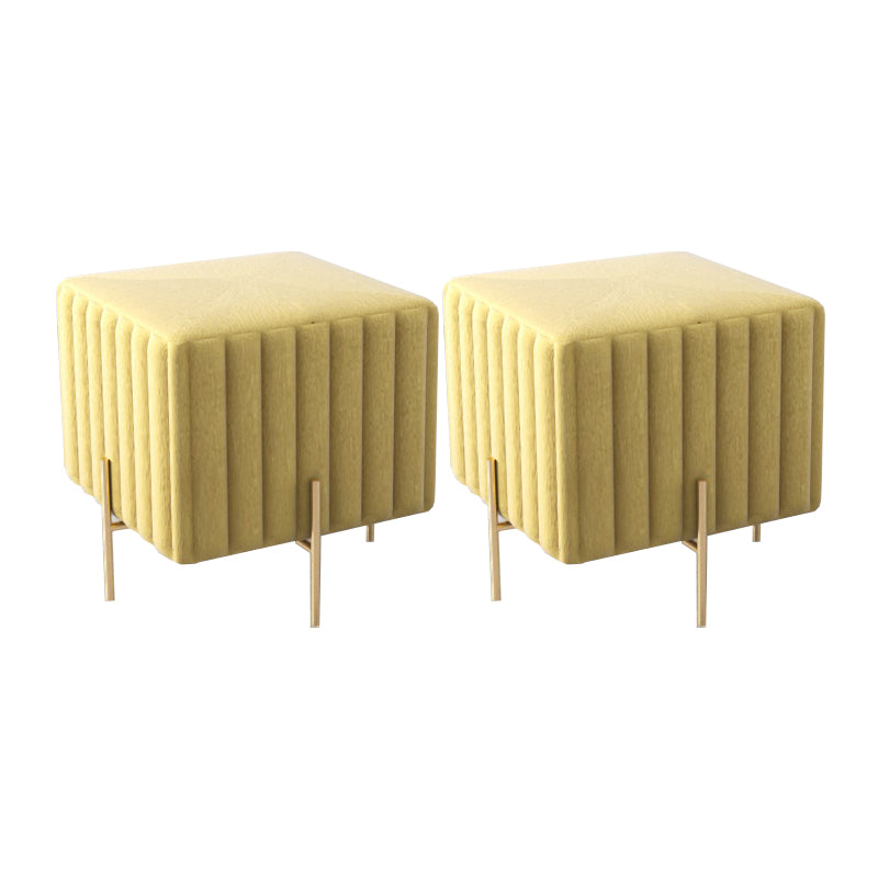 Glam Square Boucle Pouf Plain Velvet Metal Frame Water Resistant Ottoman Footrest